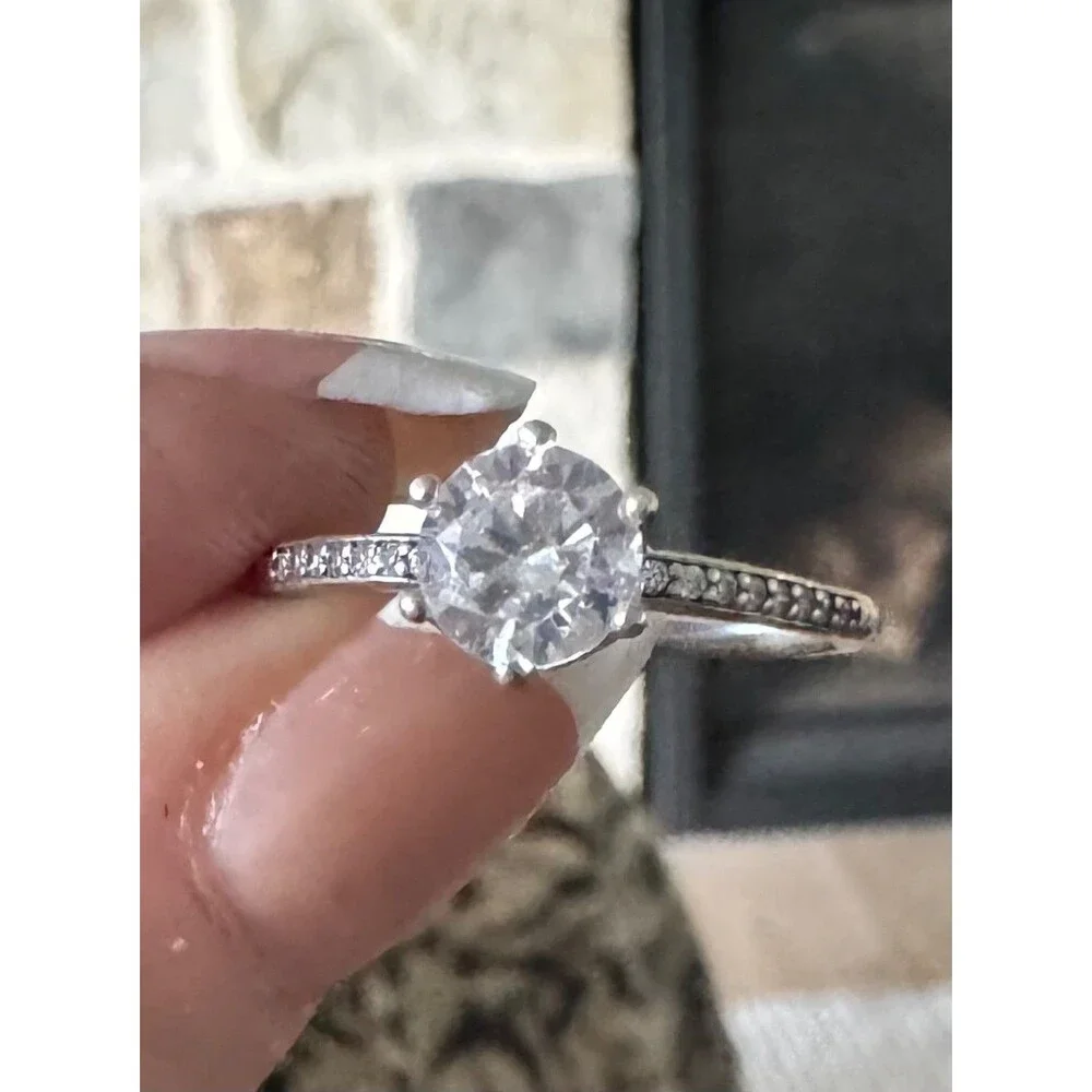 Crown Solitaire Ring S925 ALE Pandora Clear Sparkling Size 56 7.5